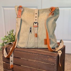 New!  Durable Square Canvas Buckle Backpack